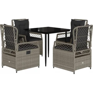 vidaXL Ensemble à manger de jardin et coussins 5 pcs gris clair rotin pas cher