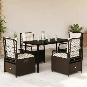 vidaXL Vidaxl Ensemble À Manger De Jardin 5 Pcs Et Coussins Marron Poly Rotin pas cher