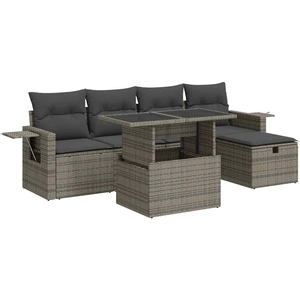 vidaXL Salon de jardin 6 pcs avec coussins gris résine tressée pas cher