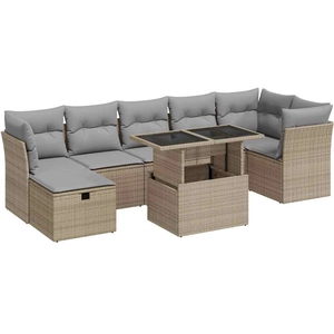 vidaXL Salon de jardin avec coussins 8 pcs beige résine tressée pas cher
