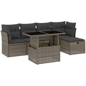 vidaXL Salon de jardin 6 pcs avec coussins gris résine tressée pas cher