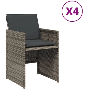 vidaXL Chaises de jardin avec coussins lot de 4 gris résine tressée pas cher