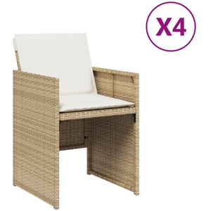 vidaXL Chaises de jardin avec coussins lot de 4 beige résine tressée pas cher