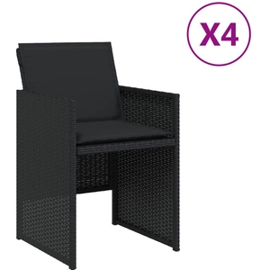 vidaXL Chaises de jardin lot de 4 avec coussins noir résine tressée pas cher