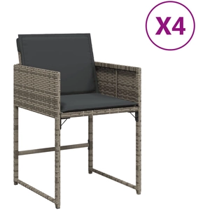 vidaXL Chaises de jardin avec coussins lot de 4 gris résine tressée pas cher