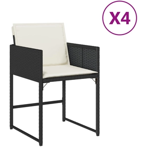 vidaXL Chaises de jardin lot de 4 avec coussins noir résine tressée pas cher