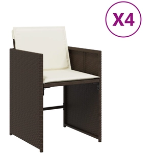vidaXL Chaises de jardin avec coussins lot de 4 marron résine tressée pas cher