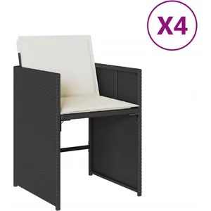 vidaXL Chaises de jardin lot de 4 avec coussins noir résine tressée pas cher