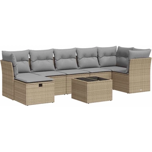 vidaXL Salon de jardin avec coussins 7pcs mélange beige résine tressée pas cher