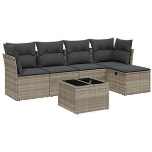 vidaXL Salon de jardin 5 pcs avec coussins gris clair résine tressée pas cher