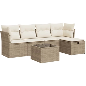 vidaXL Salon de jardin avec coussins 5 pcs beige résine tressée pas cher