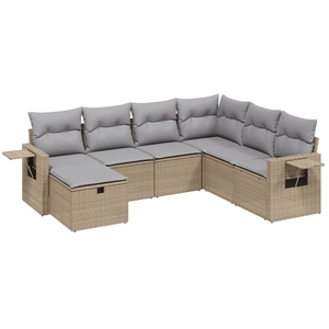 vidaXL Salon de jardin avec coussins 7pcs mélange beige résine tressée pas cher