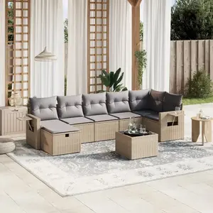 vidaXL Salon de jardin avec coussins 8pcs mélange beige résine tressée pas cher