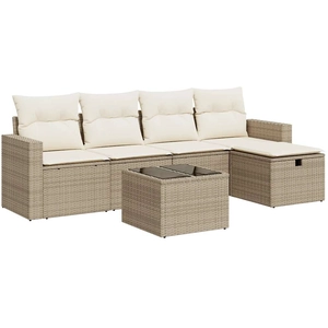 vidaXL Salon de jardin avec coussins 5 pcs beige résine tressée pas cher