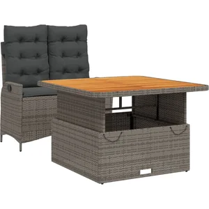 vidaXL Ensemble à manger de jardin et coussins 2 pcs gris rotin pas cher