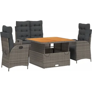 vidaXL Ensemble à manger jardin 4pcs et coussins Gris Résine tressée pas cher