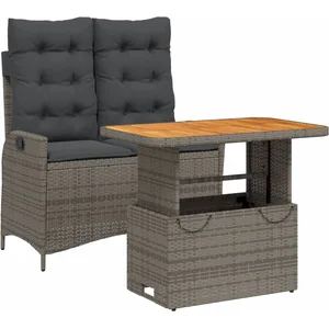 vidaXL Ensemble à manger de jardin et coussins 2 pcs gris rotin pas cher