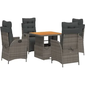 vidaXL Ensemble à manger de jardin 5 pcs coussins gris résine tressée pas cher