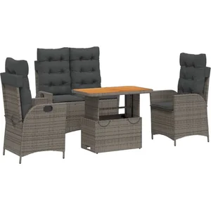 vidaXL Ensemble à manger jardin 4pcs et coussins Gris Résine tressée pas cher