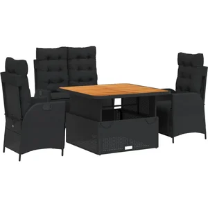 vidaXL Ensemble à manger de jardin 4 pcs avec coussins noir pas cher