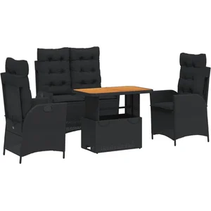 vidaXL Ensemble à manger de jardin 4 pcs avec coussins noir pas cher