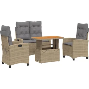 vidaXL Ensemble à manger de jardin coussins 4 pcs beige résine tressée pas cher