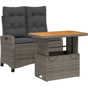 vidaXL Ensemble à manger de jardin et coussins 2 pcs gris rotin pas cher