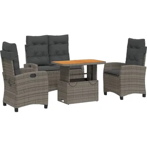 vidaXL Ensemble à manger jardin 4pcs et coussins Gris Résine tressée pas cher