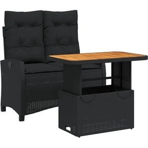 vidaXL Ensemble à manger de jardin coussins 2pcs noir résine tressée pas cher