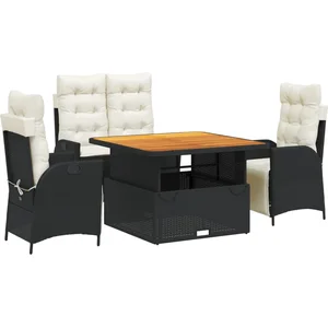 vidaXL Ensemble à manger de jardin 4 pcs avec coussins noir pas cher