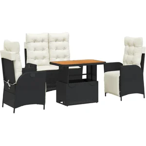 vidaXL Ensemble à manger de jardin 4 pcs avec coussins noir pas cher
