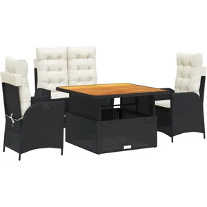 vidaXL Ensemble à manger de jardin 4 pcs avec coussins noir pas cher