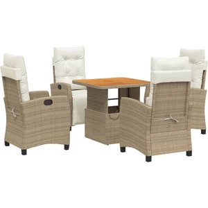 vidaXL Ensemble à manger de jardin avec coussins 5pcs Beige poly rotin pas cher