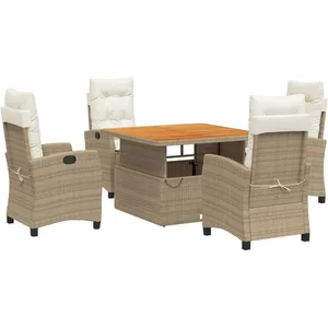 vidaXL Ensemble à manger de jardin avec coussins 5pcs Beige poly rotin pas cher