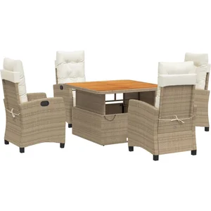 vidaXL Ensemble à manger de jardin avec coussins 5pcs Beige poly rotin pas cher