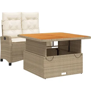 vidaXL Ensemble à manger de jardin et coussins 2 pcs beige poly rotin pas cher