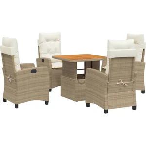 vidaXL Ensemble à manger de jardin avec coussins 5pcs Beige poly rotin pas cher