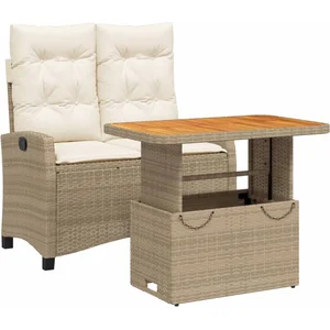 vidaXL Ensemble à manger de jardin et coussins 2 pcs beige poly rotin pas cher