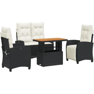 vidaXL Ensemble à manger de jardin 4 pcs avec coussins noir pas cher
