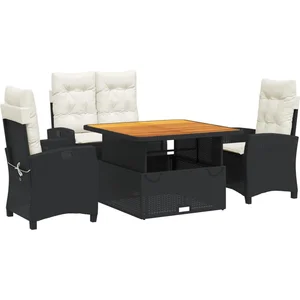 vidaXL Ensemble à manger de jardin 4 pcs avec coussins noir pas cher