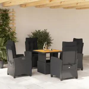 vidaXL Ensemble à manger de jardin coussins 5pcs Noir Résine tressée pas cher