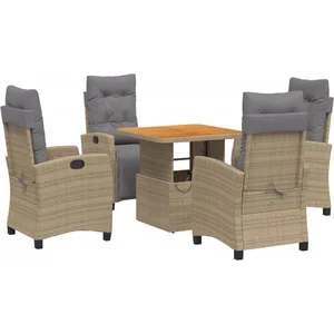 vidaXL Ensemble à manger de jardin avec coussins 5pcs Beige poly rotin pas cher