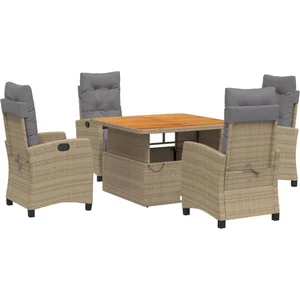 vidaXL Ensemble à manger de jardin avec coussins 5pcs Beige poly rotin pas cher