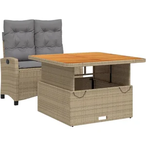 vidaXL Ensemble à manger de jardin et coussins 2 pcs beige poly rotin pas cher