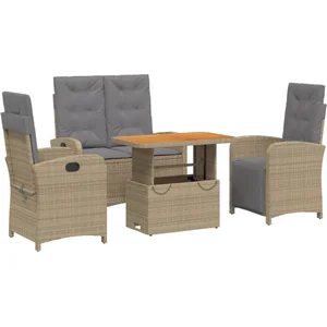 vidaXL Ensemble à manger de jardin coussins 4 pcs beige résine tressée pas cher