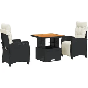 vidaXL Ensemble à manger de jardin avec coussins 3 pcs Noir pas cher
