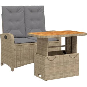 vidaXL Ensemble à manger de jardin et coussins 2 pcs beige poly rotin pas cher