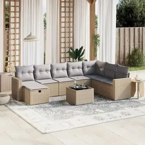 vidaXL Salon de jardin avec coussins 9pcs mélange beige résine tressée pas cher