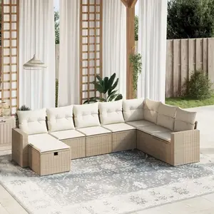 vidaXL Salon de jardin avec coussins 8 pcs beige résine tressée pas cher