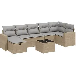 vidaXL Salon de jardin avec coussins 8pcs mélange beige résine tressée pas cher